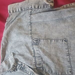 Jane And Delaney Casual Gray Denim Spring Time Shirt Size L Comfy Stylish